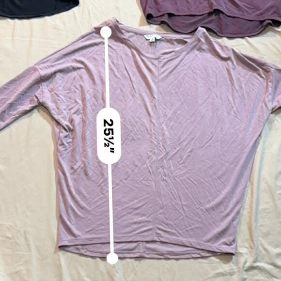 THREE Ophelia Roe Dolman Style 3/4 sleeve tops, SIZE SMALL, 1 black & 2 purple - Picture 6 of 13